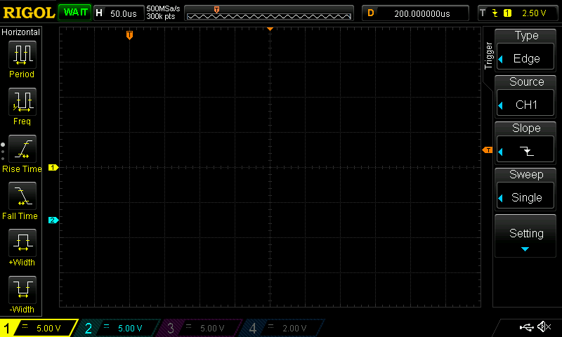 Oscilloscope Trace of Arduino Wire Library Function Begin